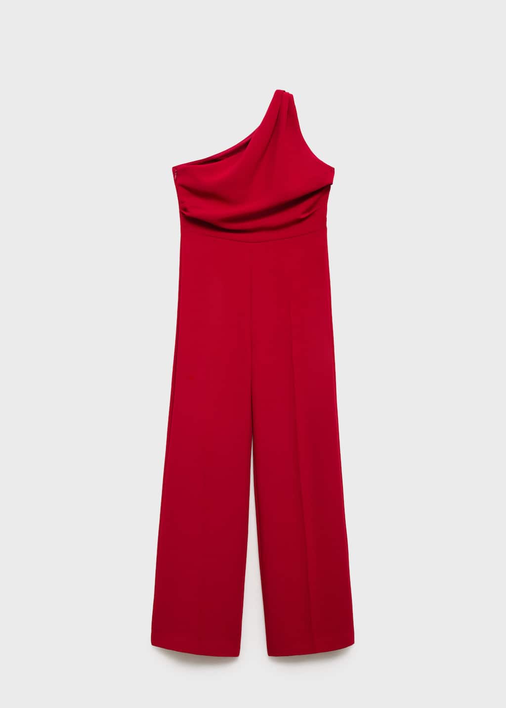 Mango Long Jumpsuit With Asymmetrical Neck In Red