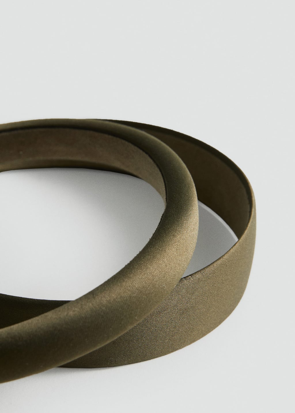 Mango Set Of 2 Satin Headbands Khaki In Brown