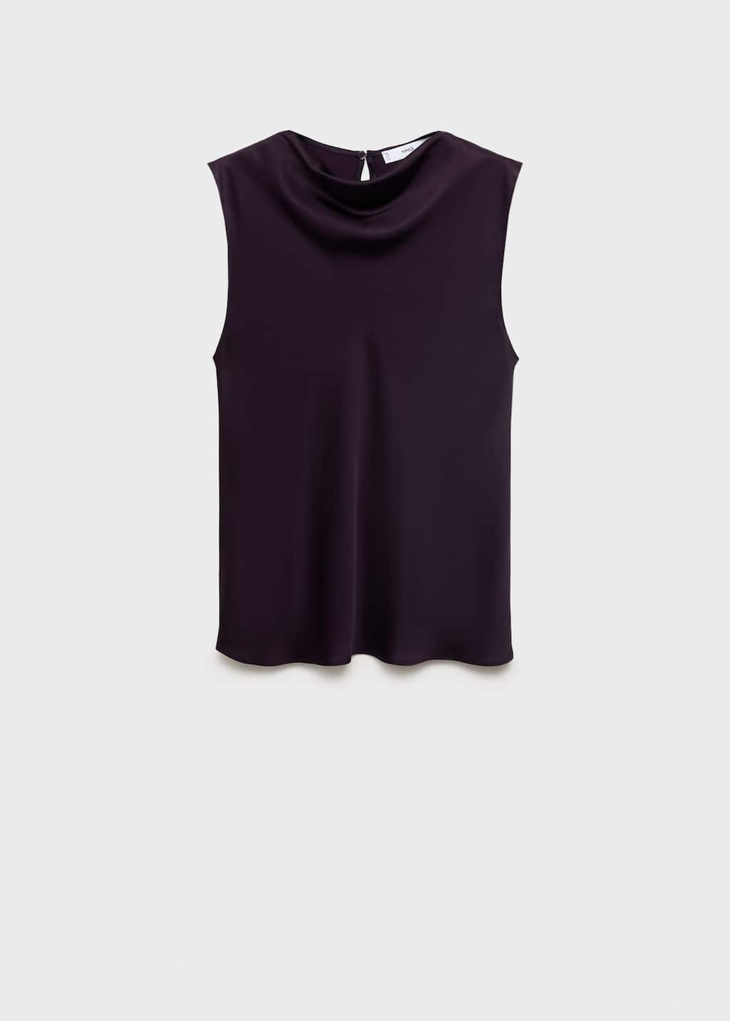 Mango Satin Blouse With Draped Neck Burgundy In Purple