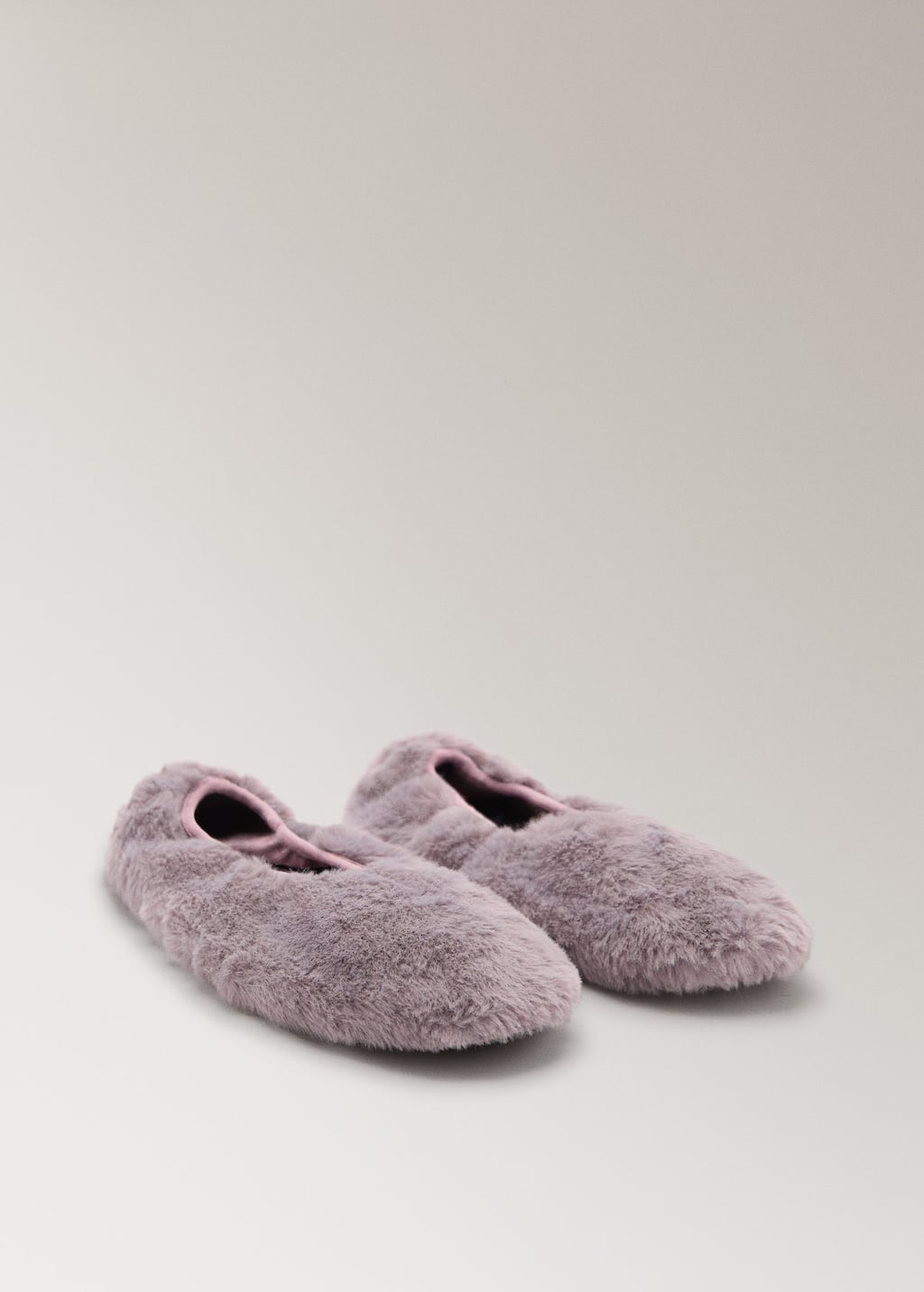 Mango Fur-effect Ballerina Flats In Orange
