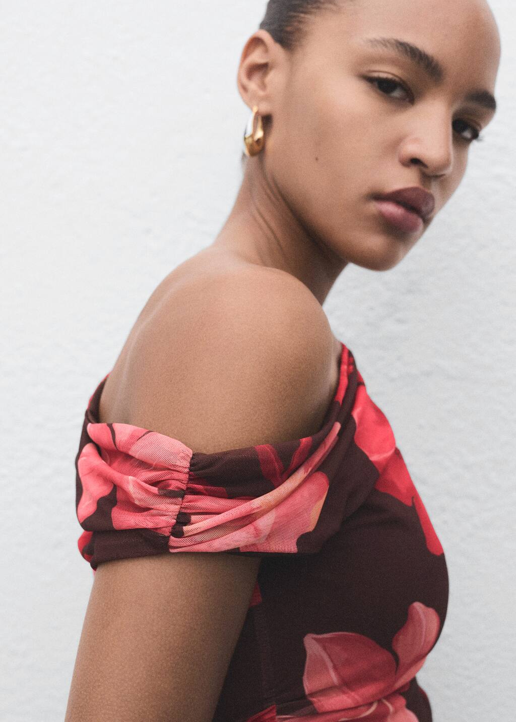 Floral asymmetrical top