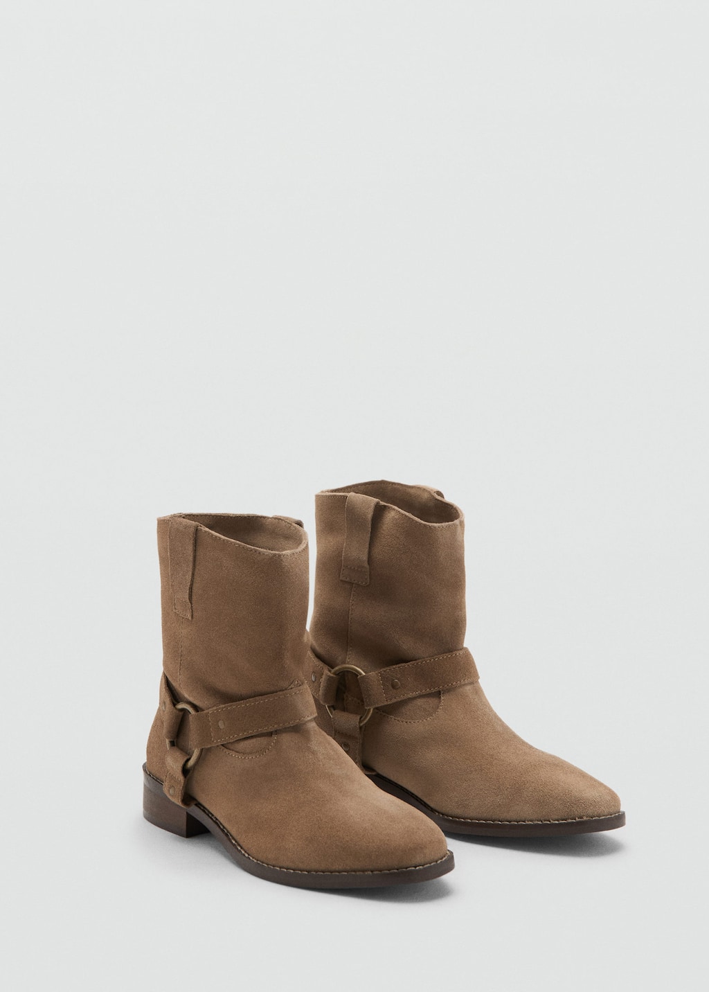 Mango Teen Suede Cowboy Ankle Boots In Brown