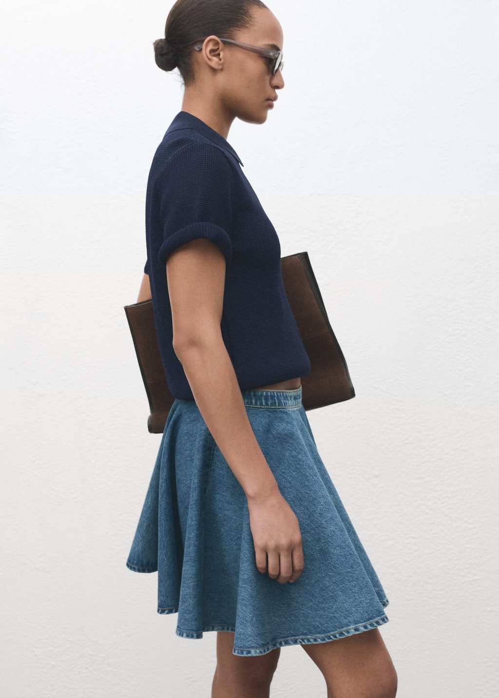 Short denim skirt