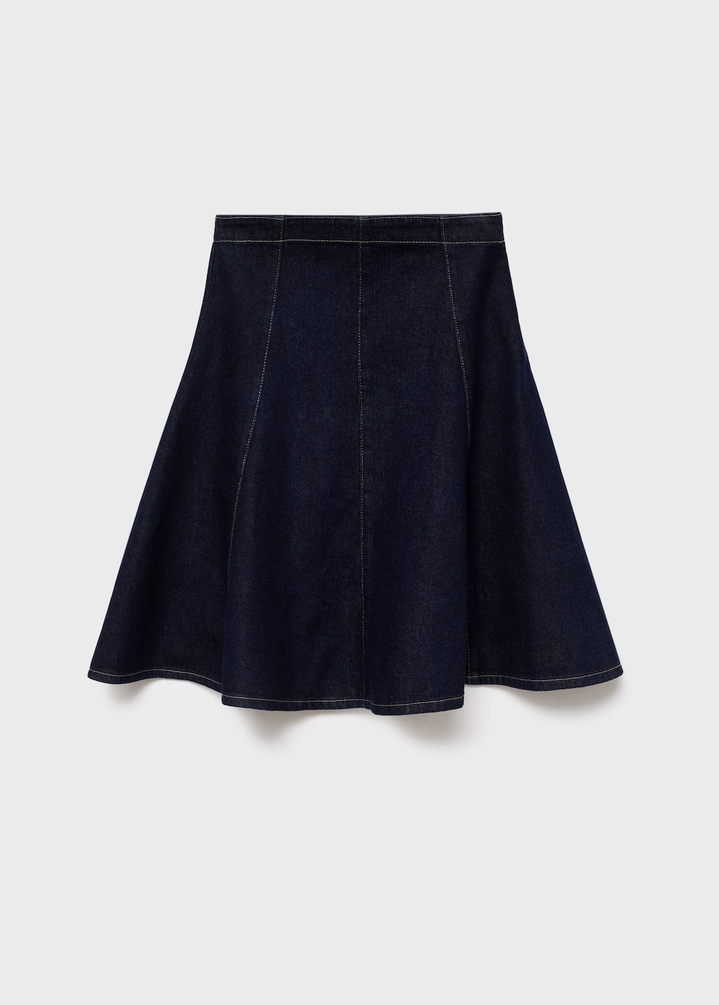 Mango Denim Midi-skirt With Stitching Open Blue In Blue