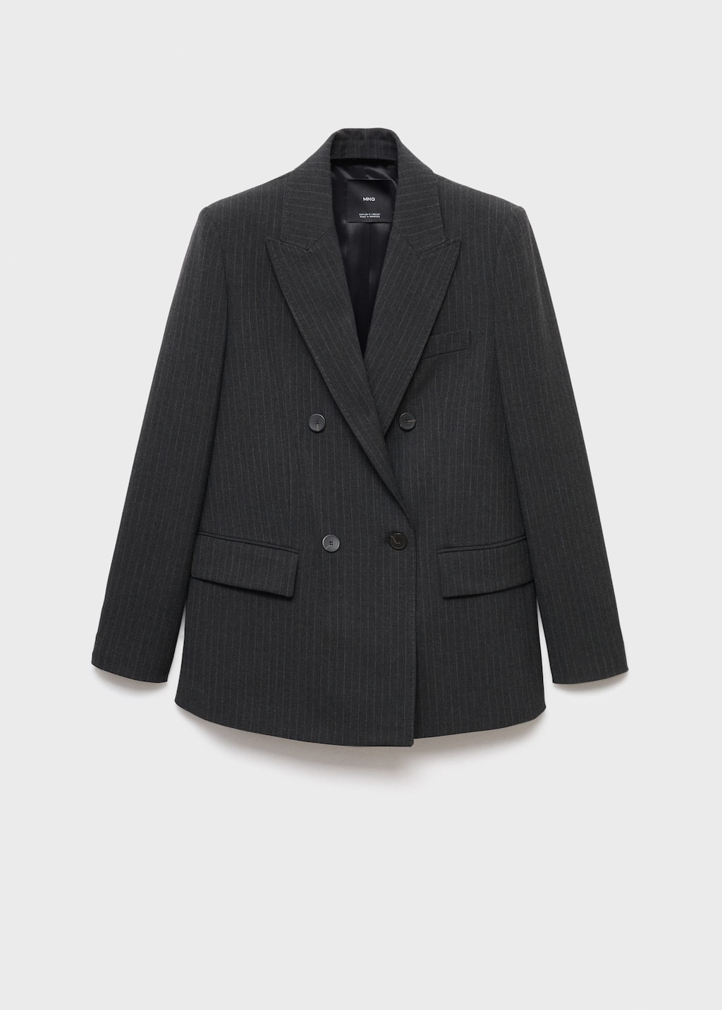 Mango Pinstripe Suit Jacket Dark Heather Grey In Gray