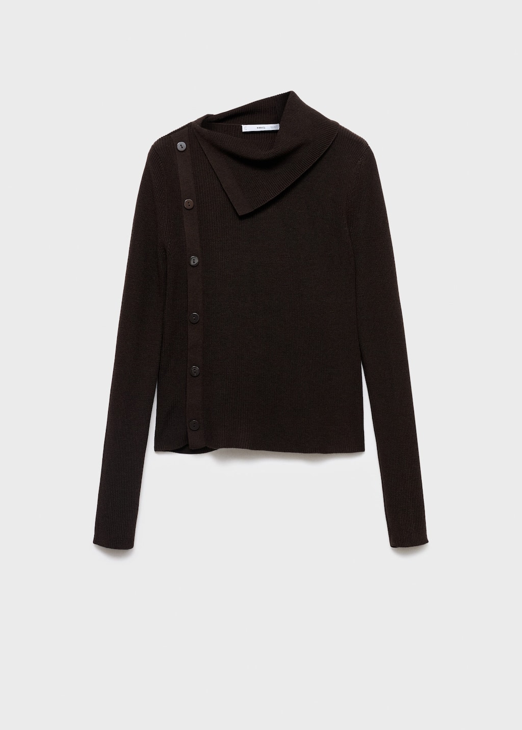 Mango Sweater With Asymmetrical Neck And Buttons Chocolate In Brown