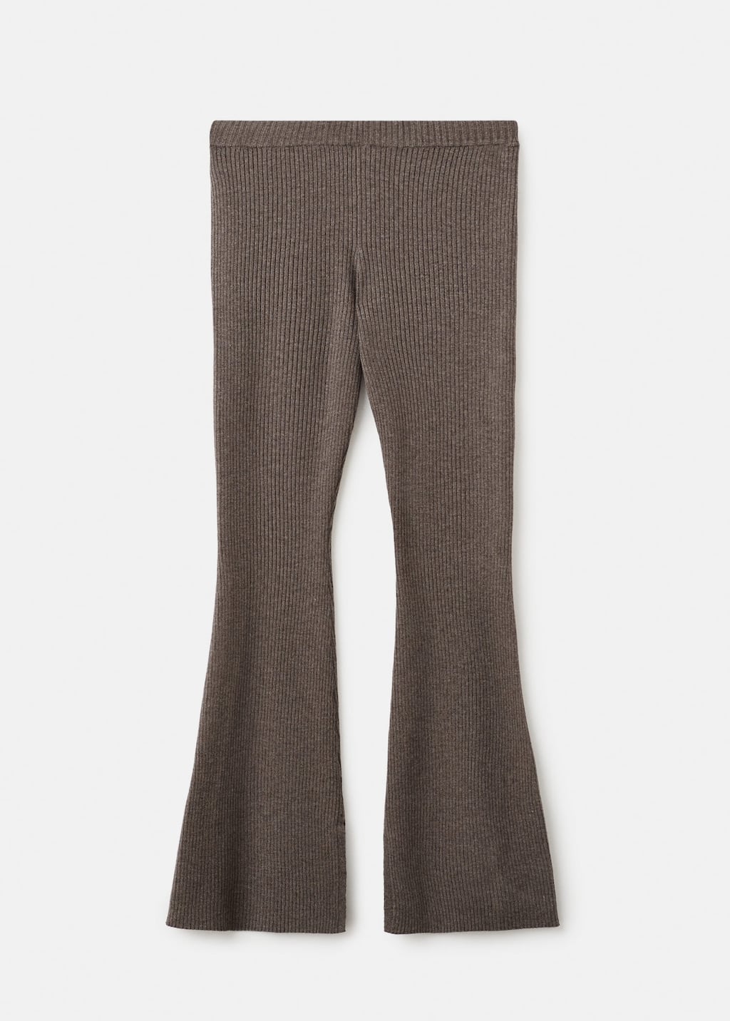 Mango Teen Ribbed Flared Trousers Medium Brown In Brown