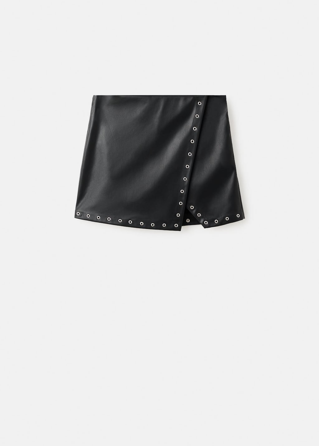 Mango Teen Leather-effect Skirt With Studs Black