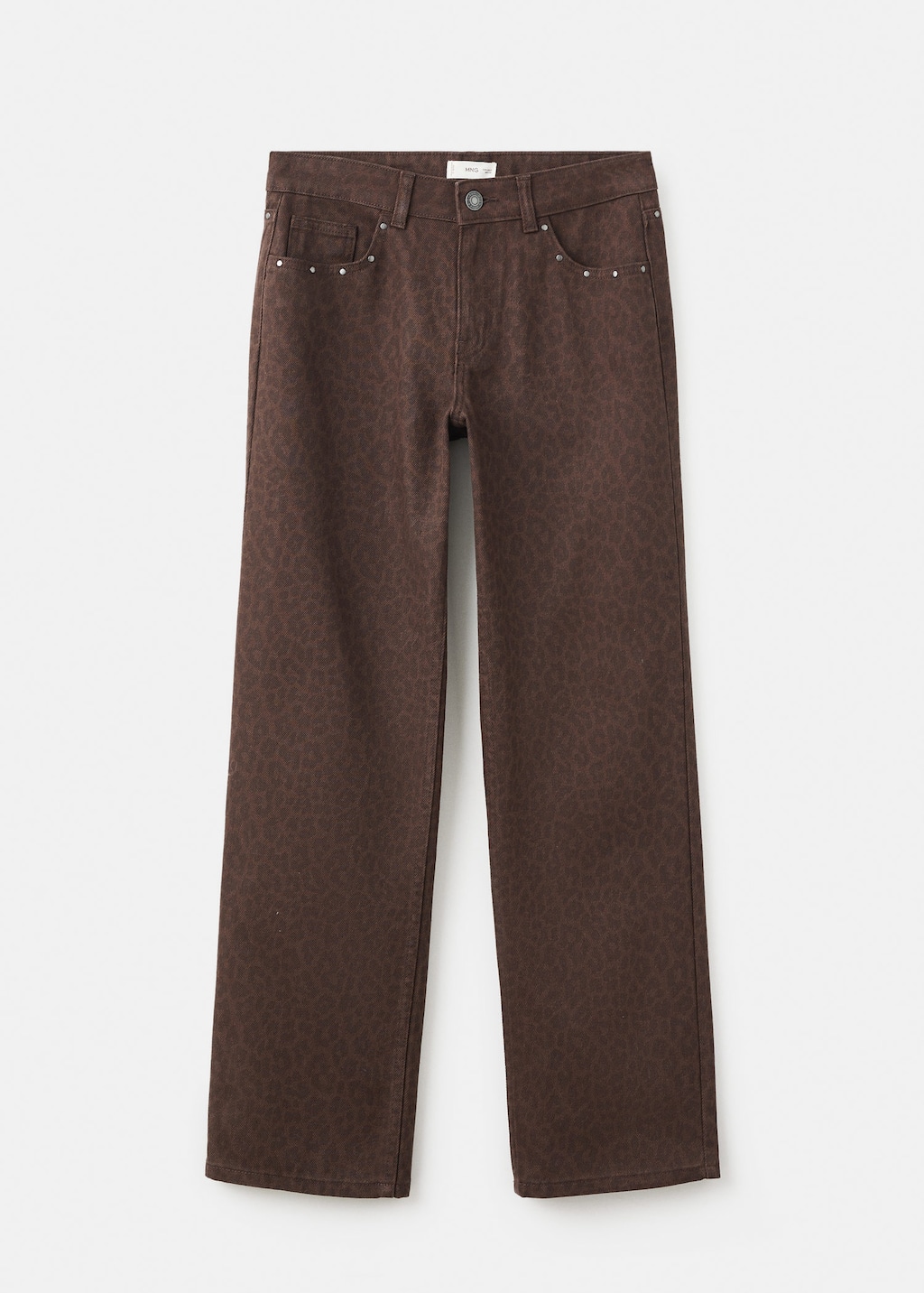 Mango Teen Leopard-print Wide Leg Jeans Chocolate In Brown