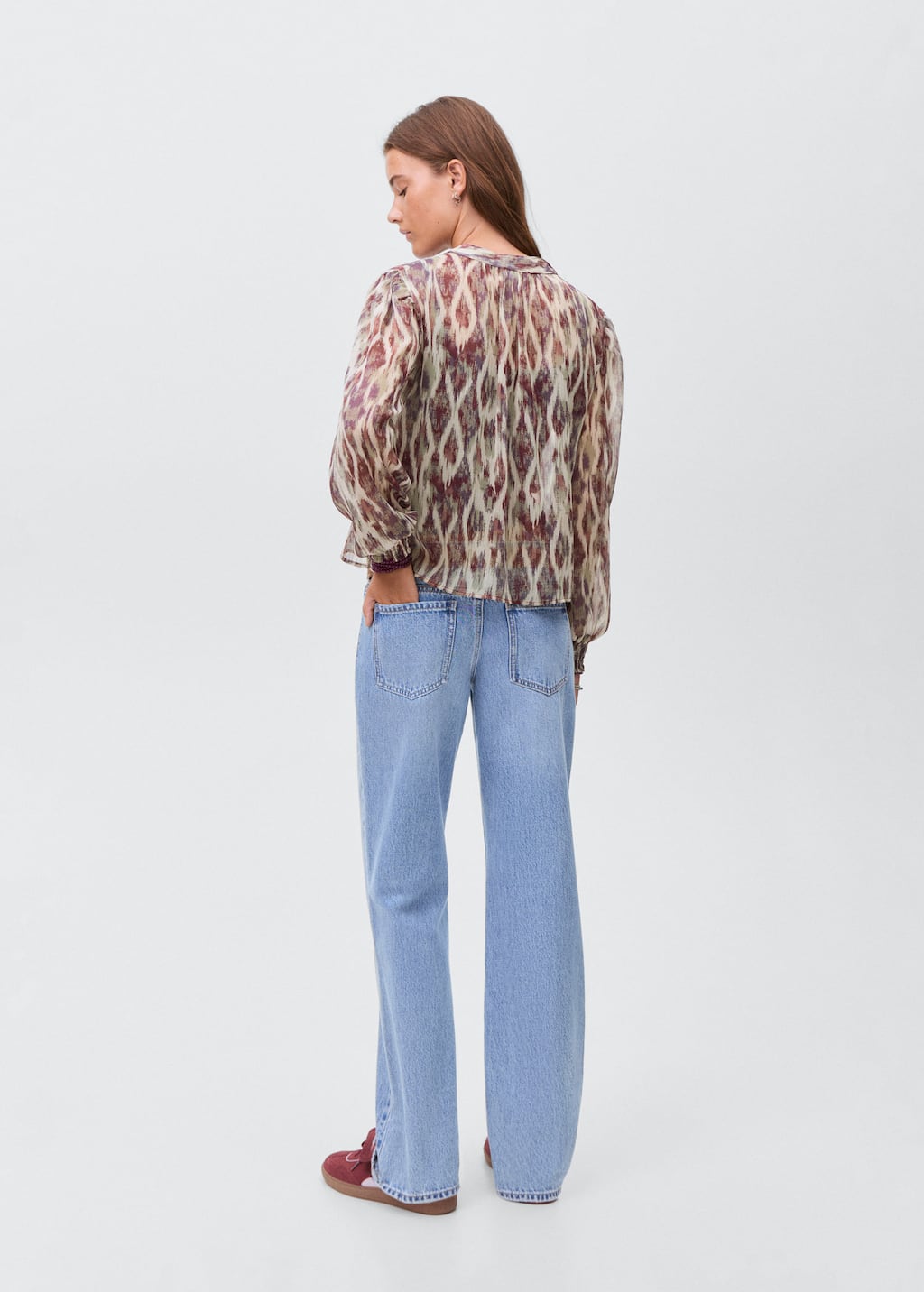 Semi-transparent printed blouse