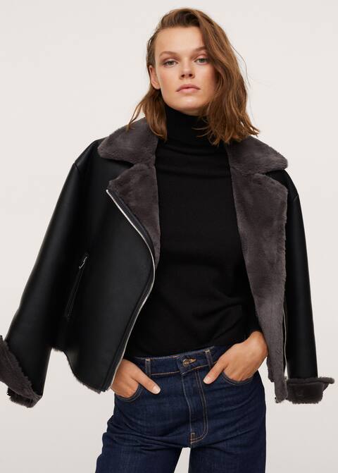 Faux shearling-lined jacket - Women | Mango United Kingdom mango jacket