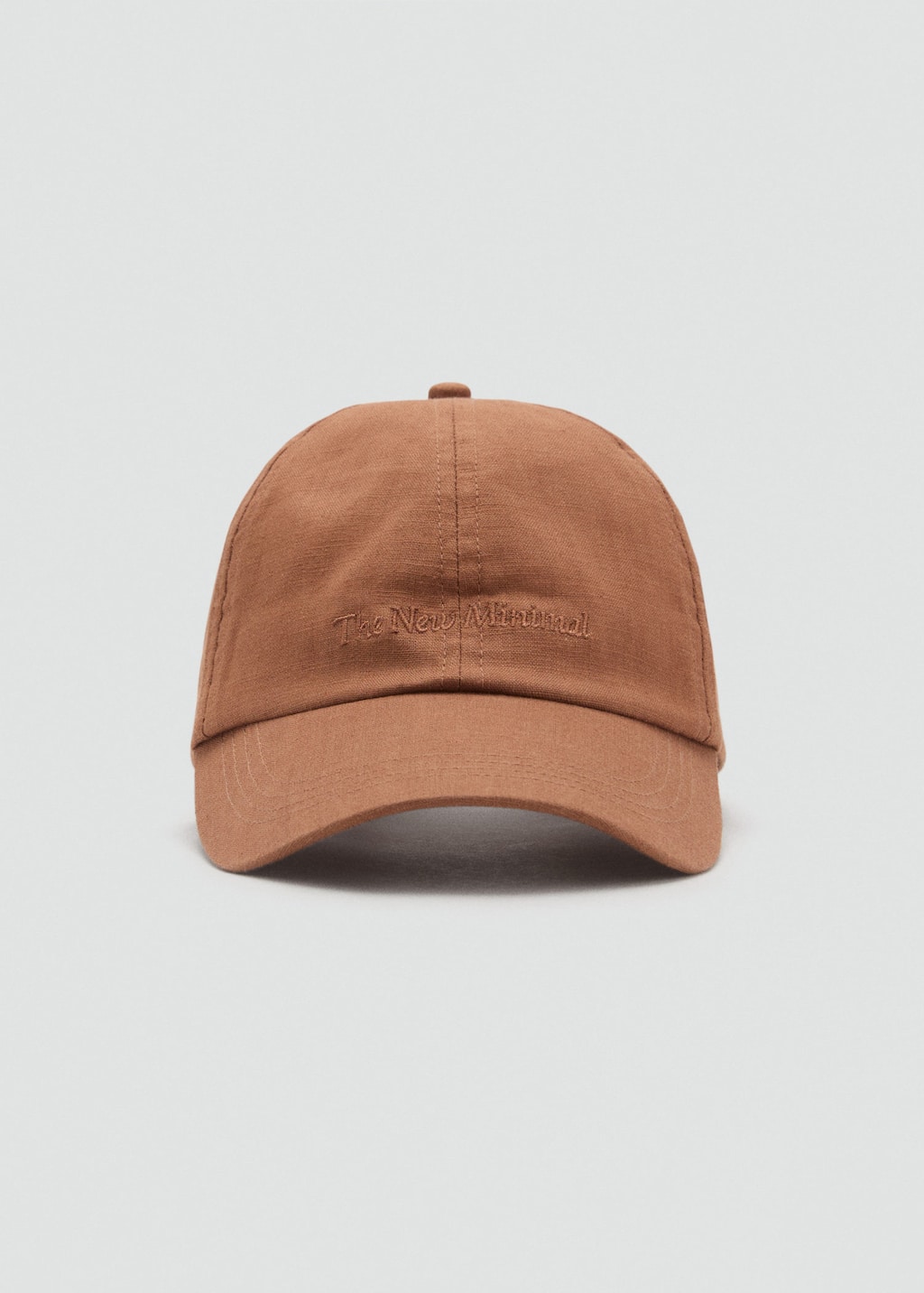 Mango Linen-blend Cap With Embroidered Message Brown