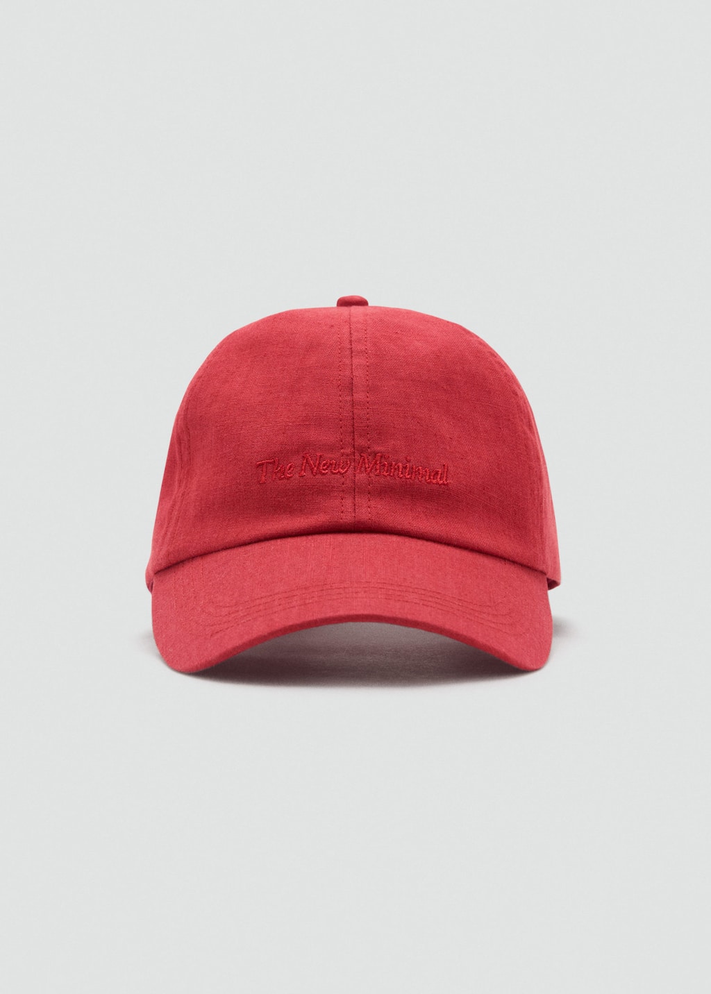 Mango Casquette En Lin Mélangé Avec Message Brodé Rouge - Femme - Taille Unique -