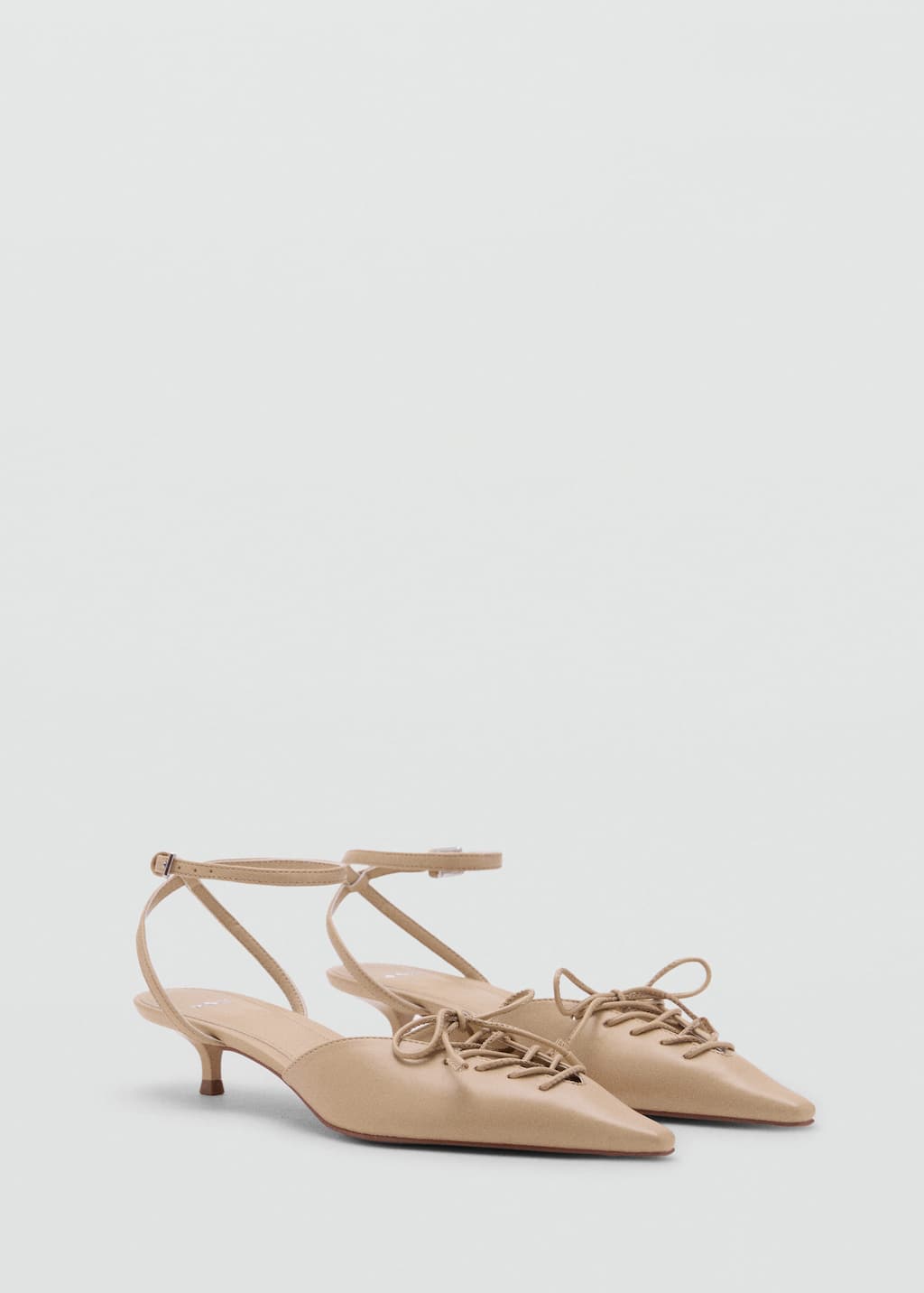 Mango Chaussures À Talons Lacées Nude - Femme - 39 - In Brown