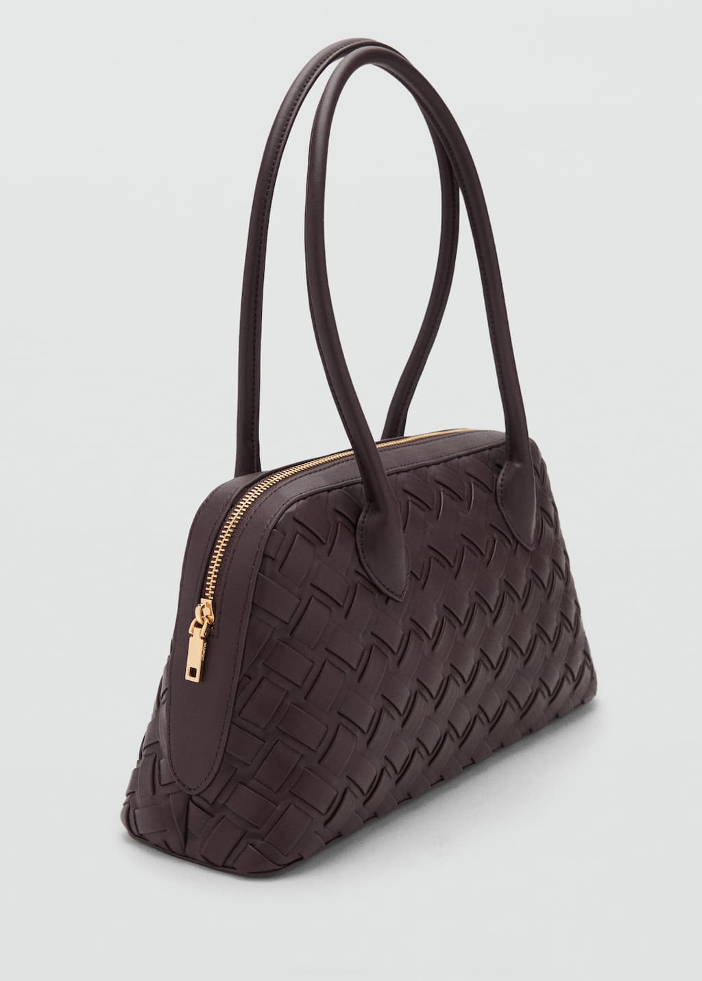 Mango Sac Bowling Tressé Chocolat - Femme - Taille Unique -
