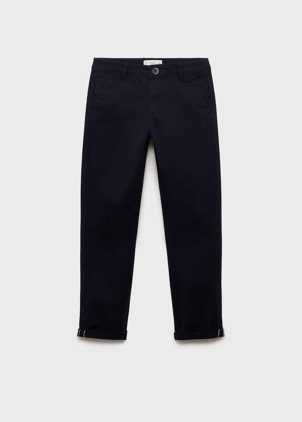 Mango Plain Chino Trousers Black In Blue
