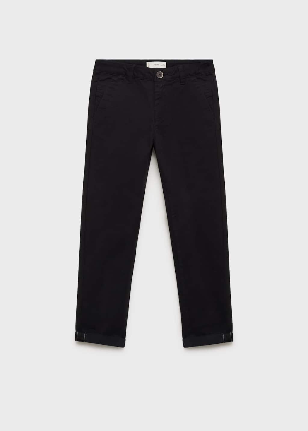 Mango Plain Chino Trousers Black In Black