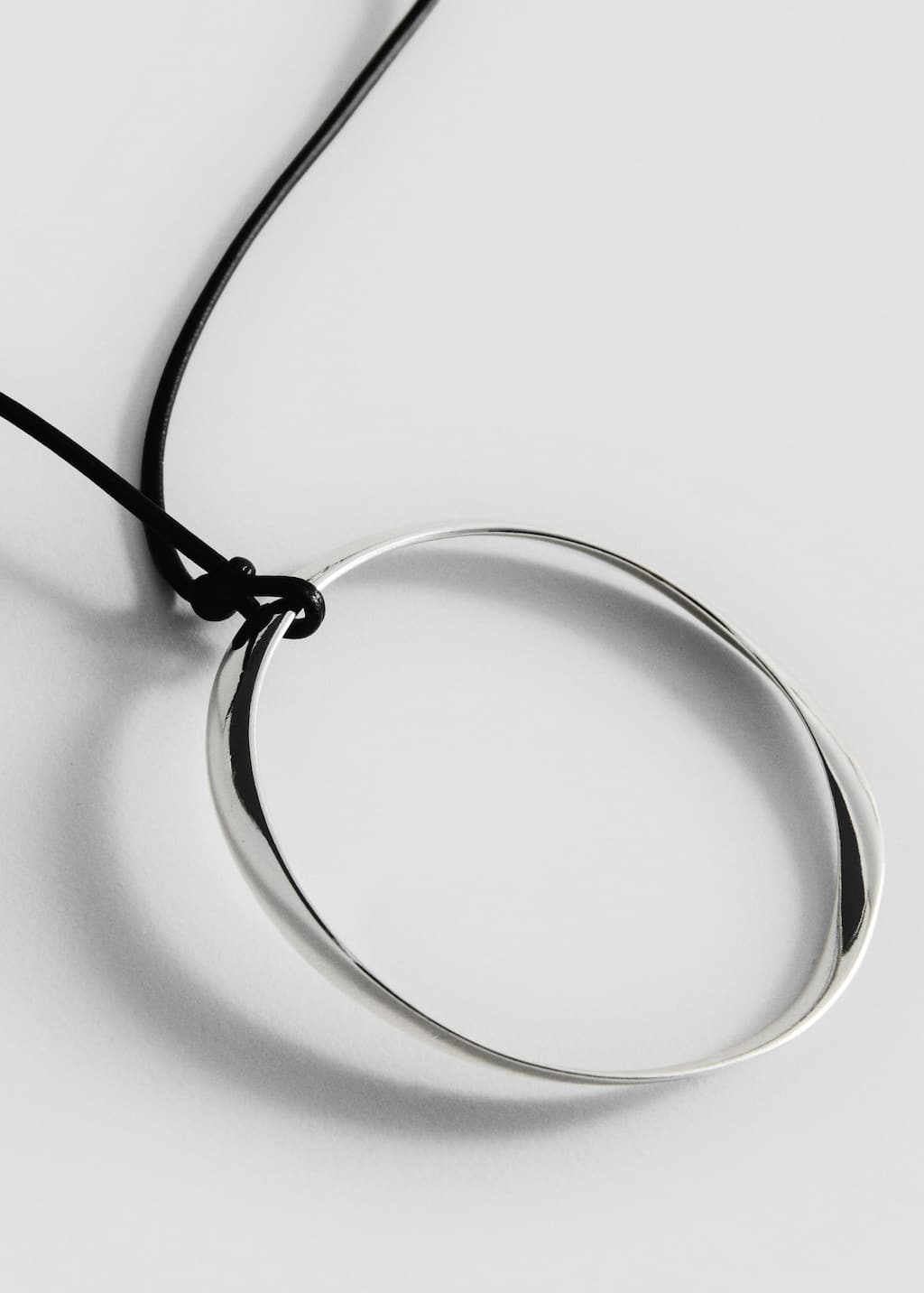 Mango Hoop Pendant Necklace Silver In Metallic