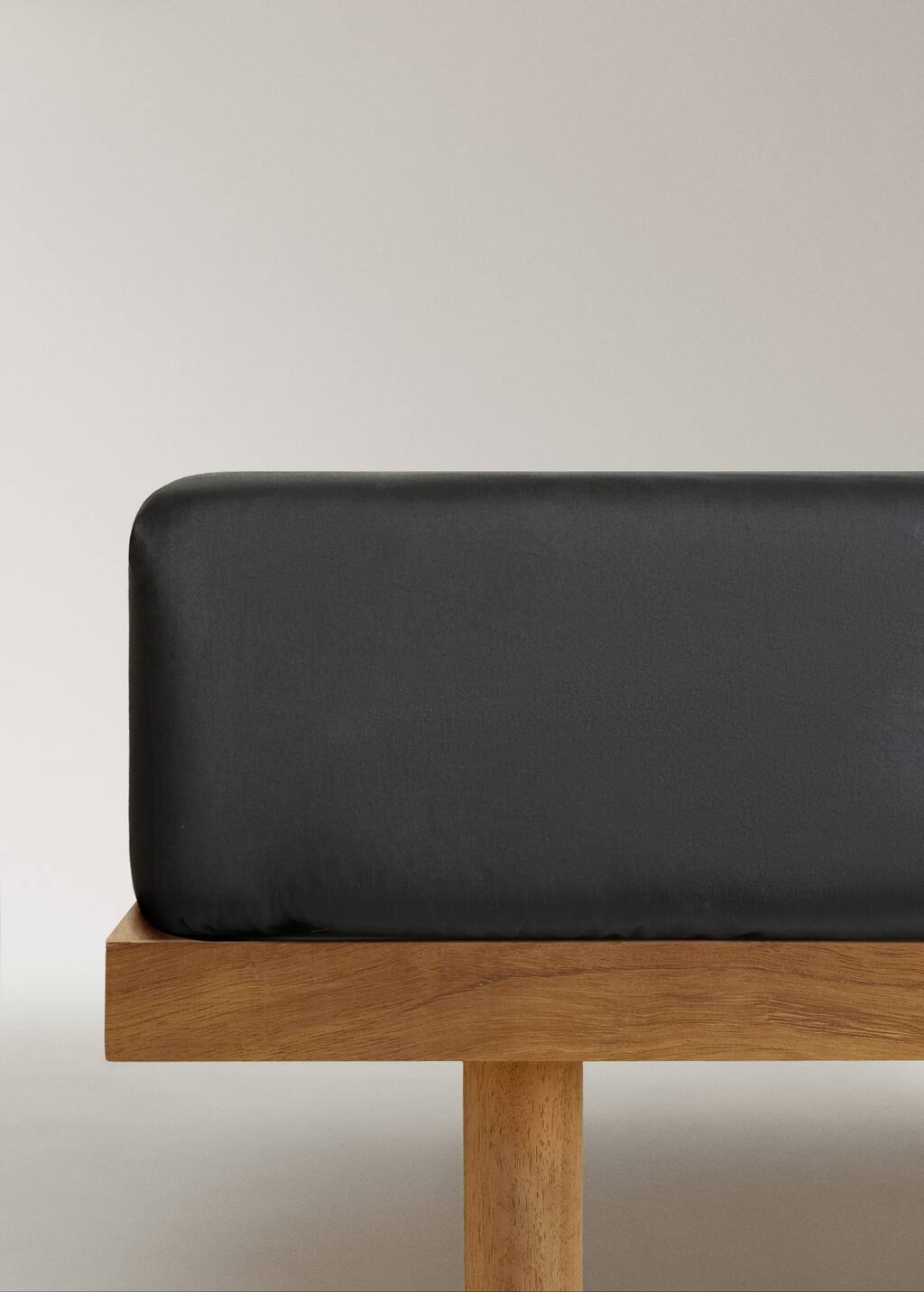 Mango Home Washed Cotton Satin Fitted Sheet For 160 Cm Bed Charcoal