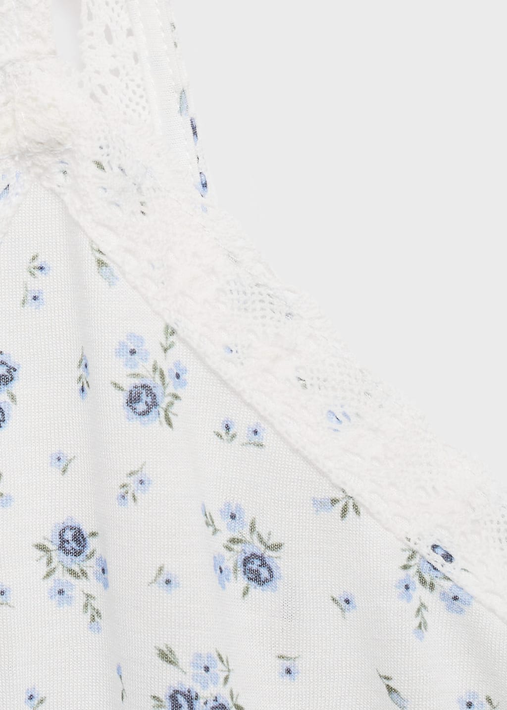 Floral-print pajama top with lace trim