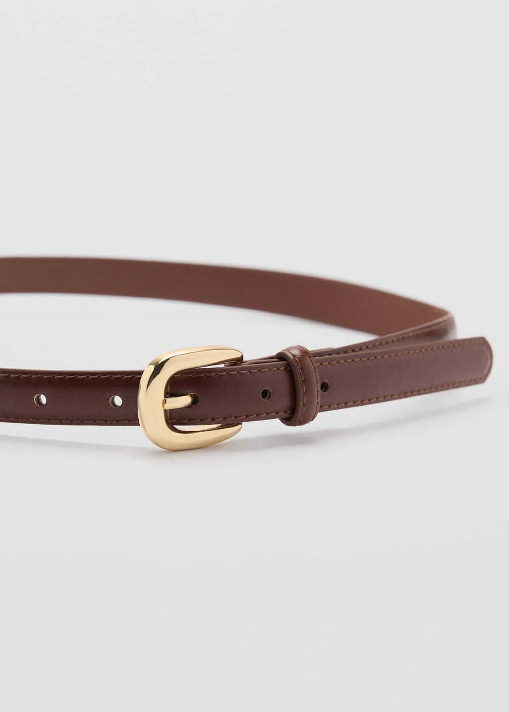 Mango Skinny Leather-effect Belt Maroon In Brown