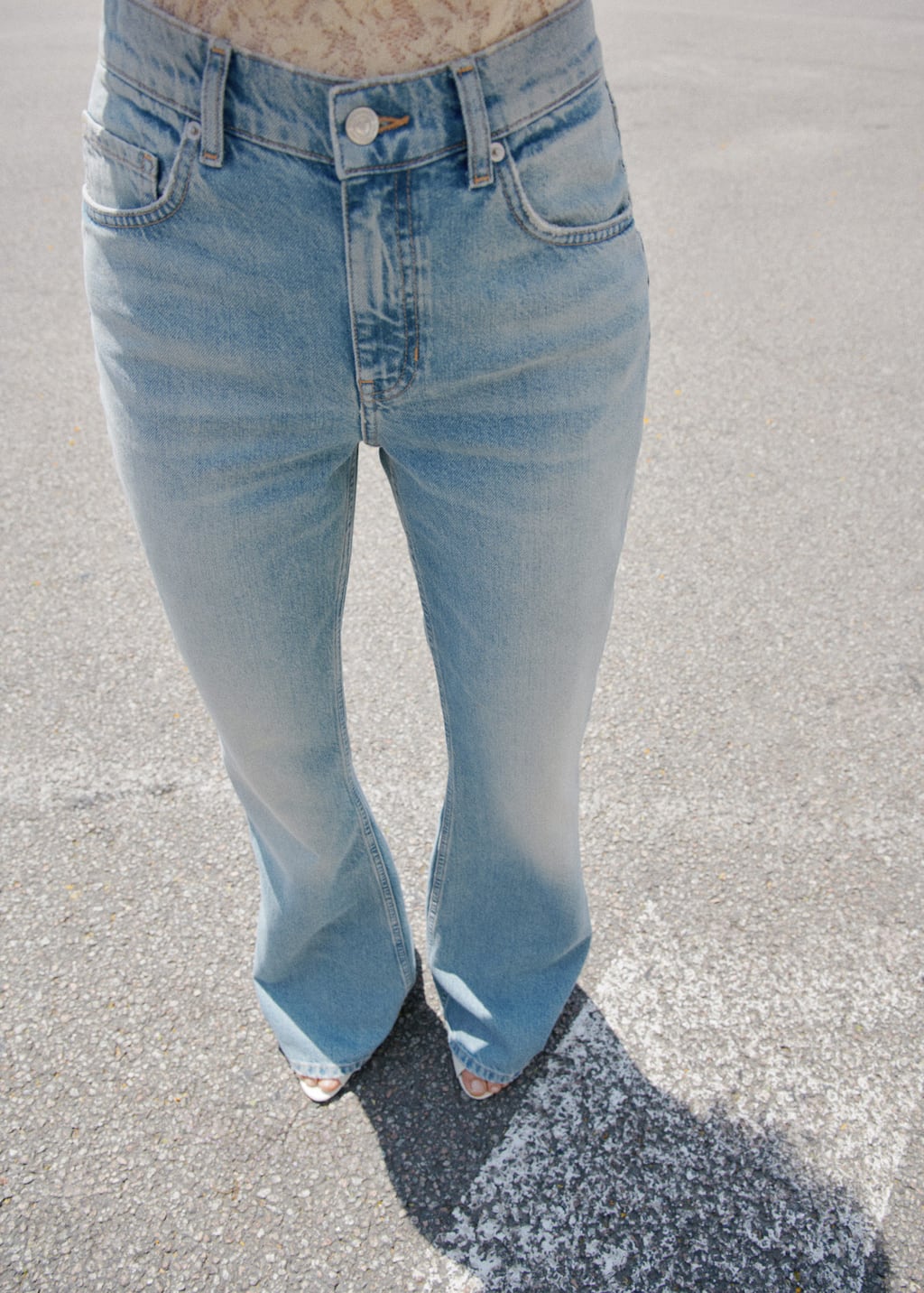 Mid-rise flared jeans