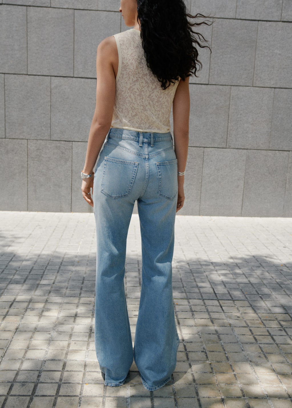 Mid-rise flared jeans