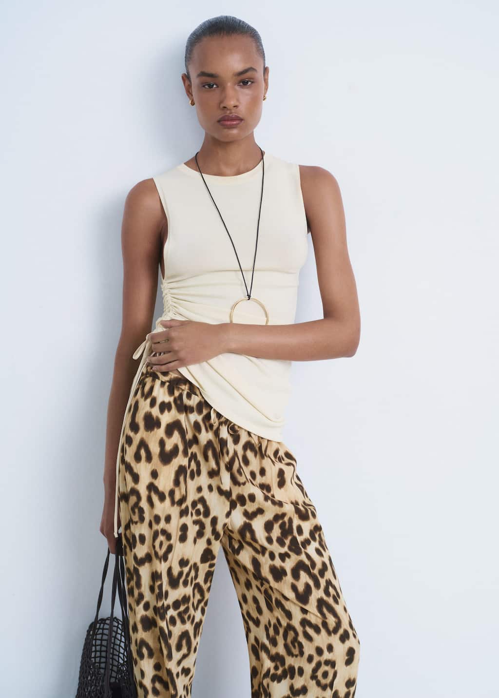 Leopard straight pants