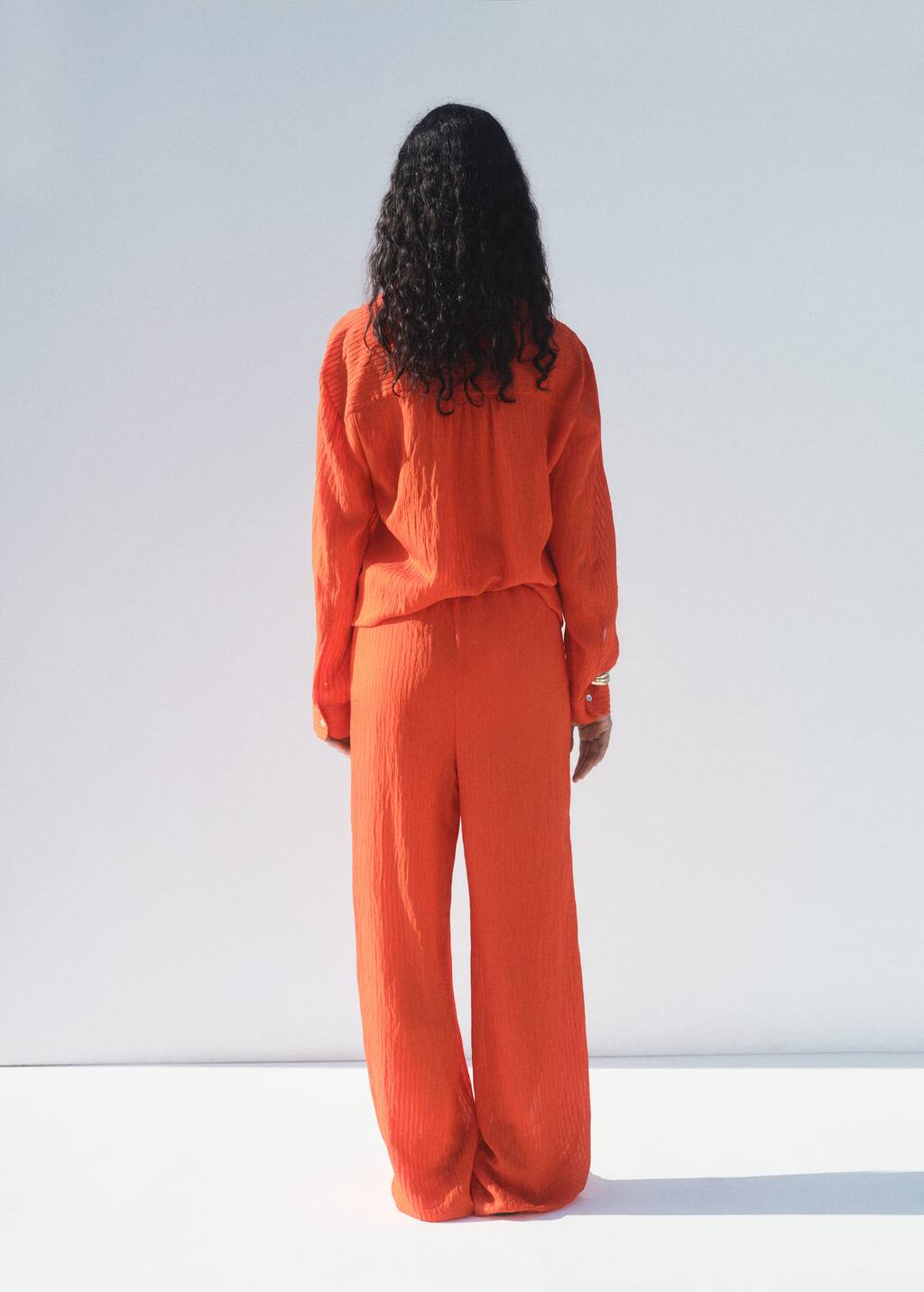 Straight-leg crinkled-effect pants