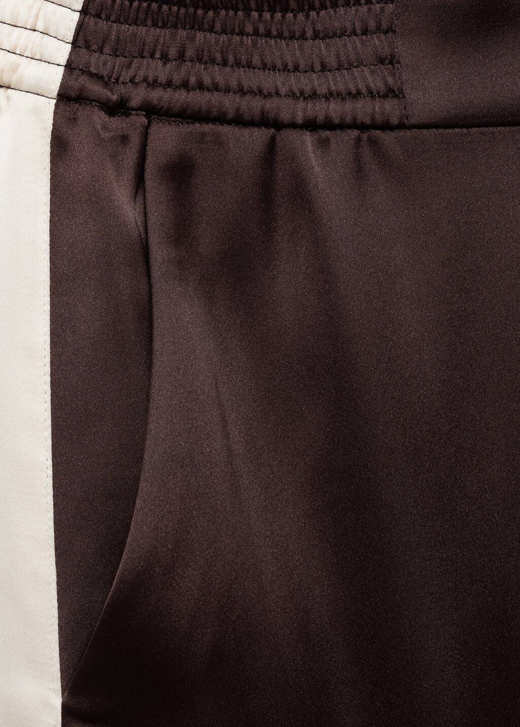 Satin pants with contrasting stripe