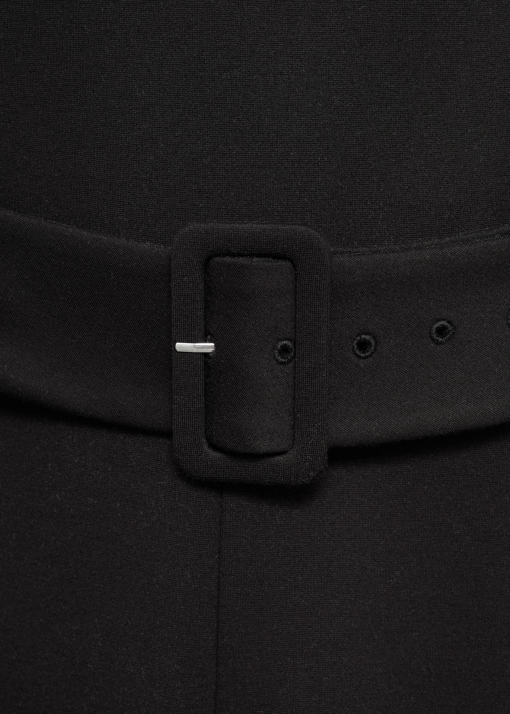 Long jumpsuit with belt and buckle