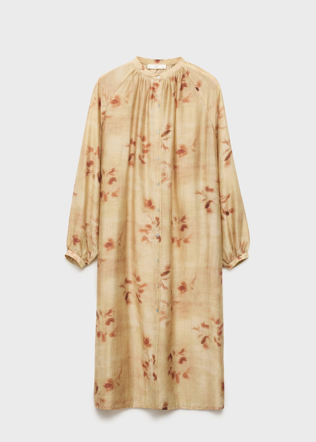 Mango Caftan Imprimé Feuilles Sable - Femme - S -  In Brown