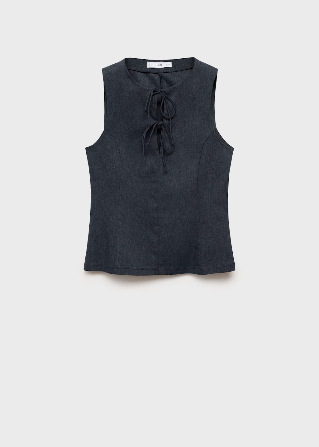 Mango Tie Front Sleeveless Top In Black