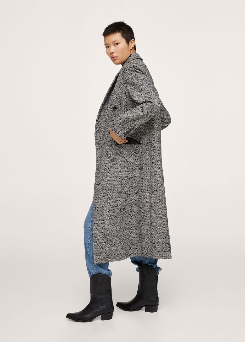 mango grey wool coat