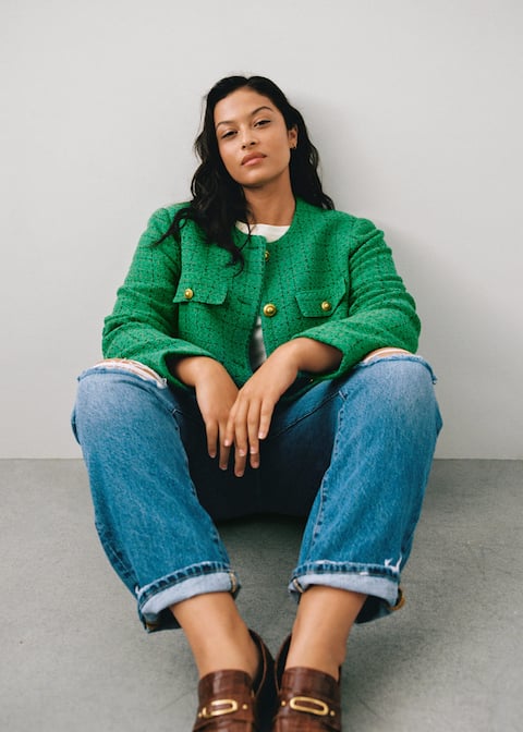 Mango Pocket Green tweed jacket, £59.99