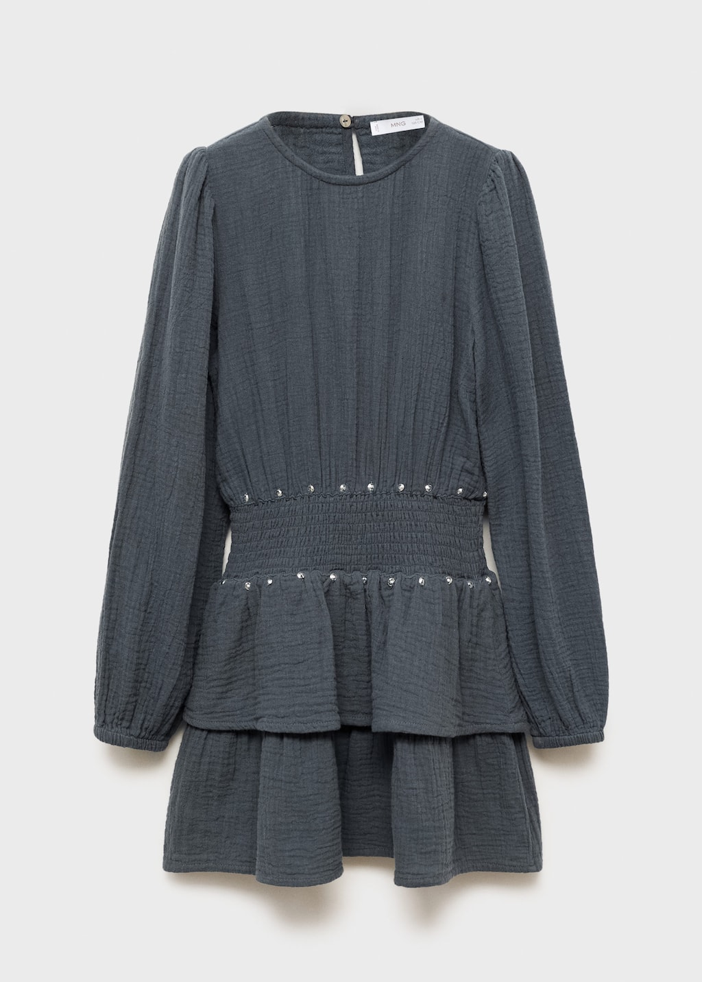 Mango Dress With Ruffles And Sequins Charcoal In Gray