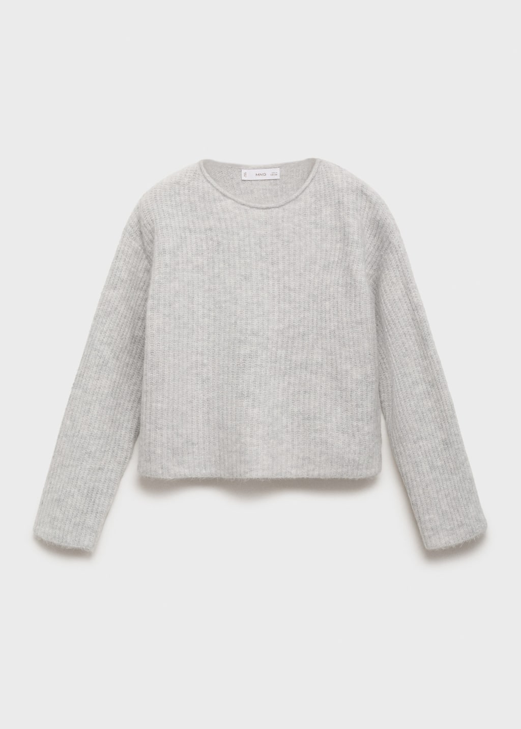 Mango Knitted Ribbed Sweater Light Heather Grey In Gray