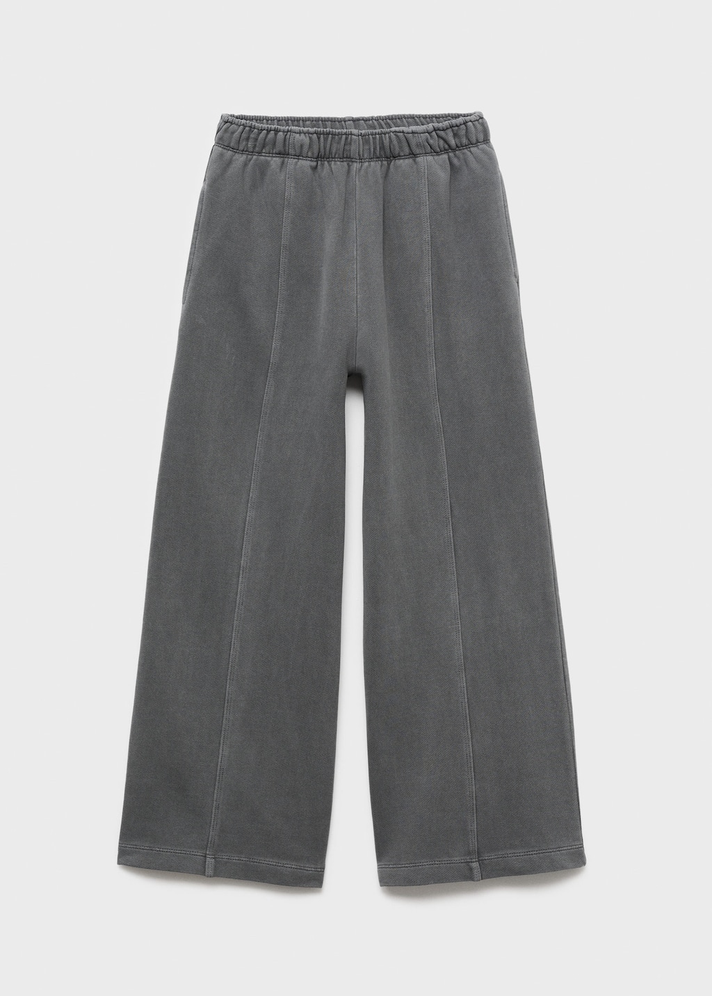 Mango Joggers Wideleg Seams Charcoal In Gray