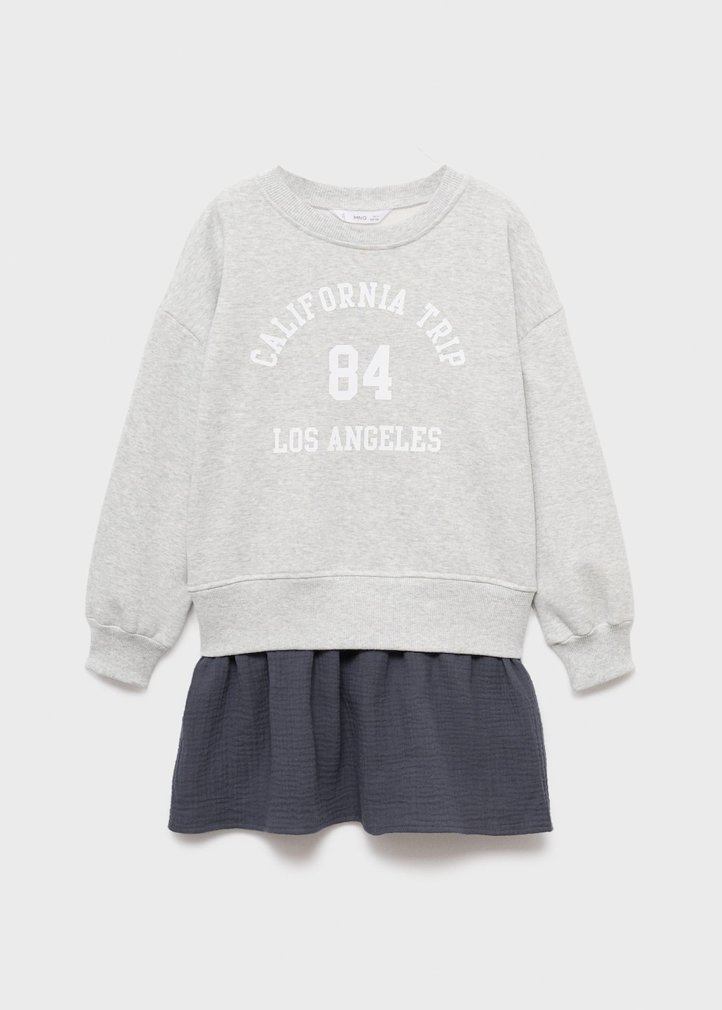 Mango Kids' Dress Light Heather Grey In White