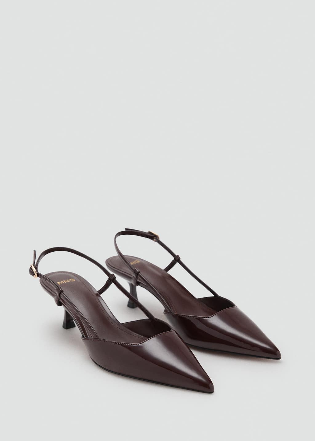 Mango Chaussures Vernies Talon Kitten Heel Chocolat - Femme - 40 -  In Multi