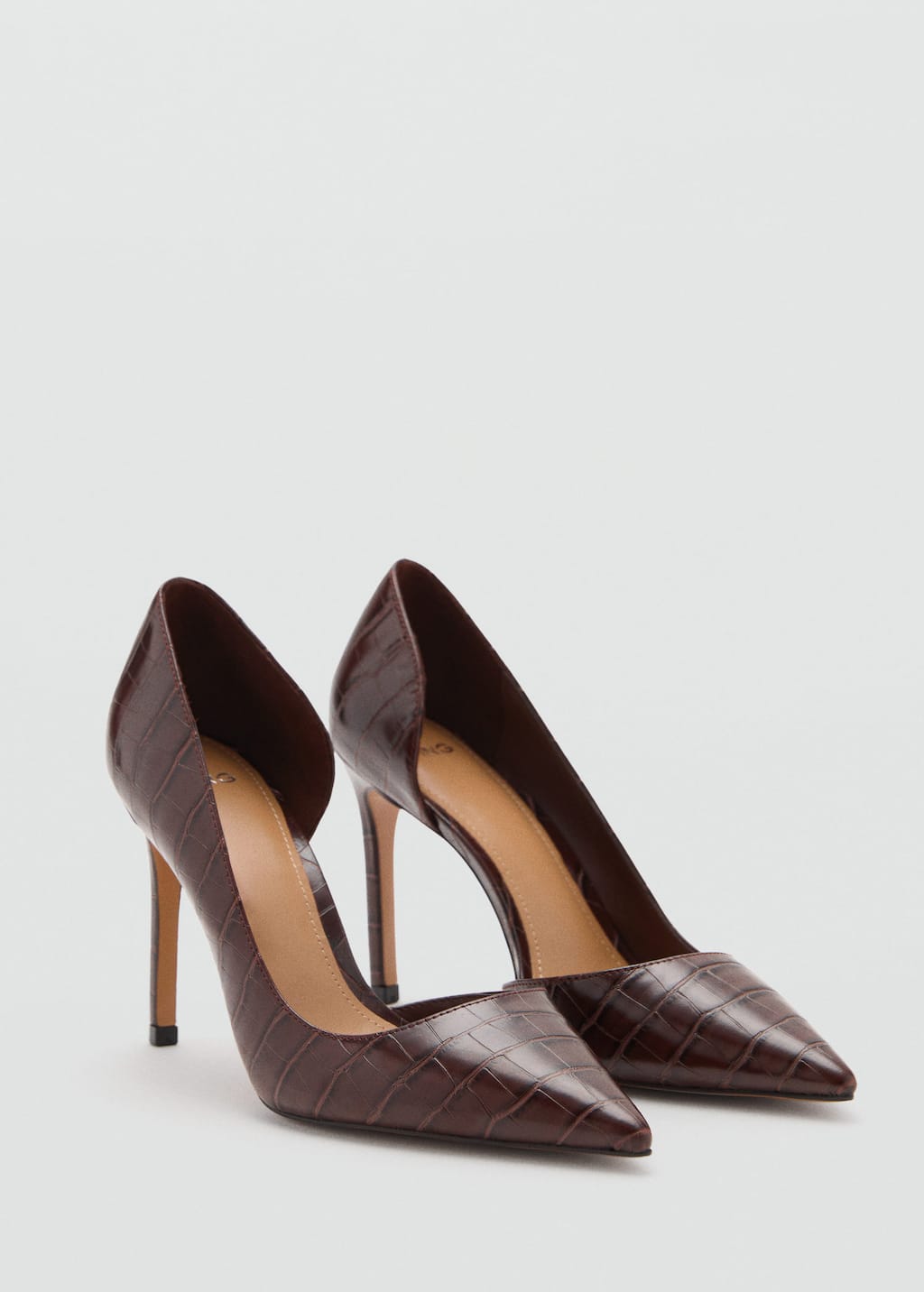 Mango Chaussures Talon Effet Croco Chocolat - Femme - 41 - In Burgundy