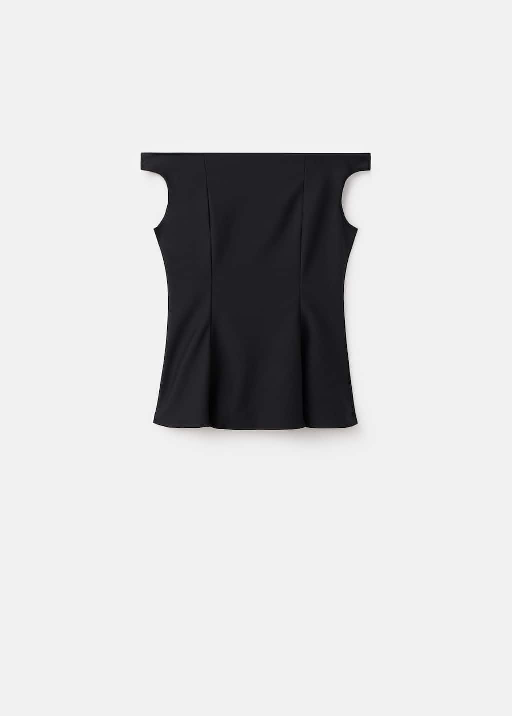 Mango Strapless Peplum Top Black In Black