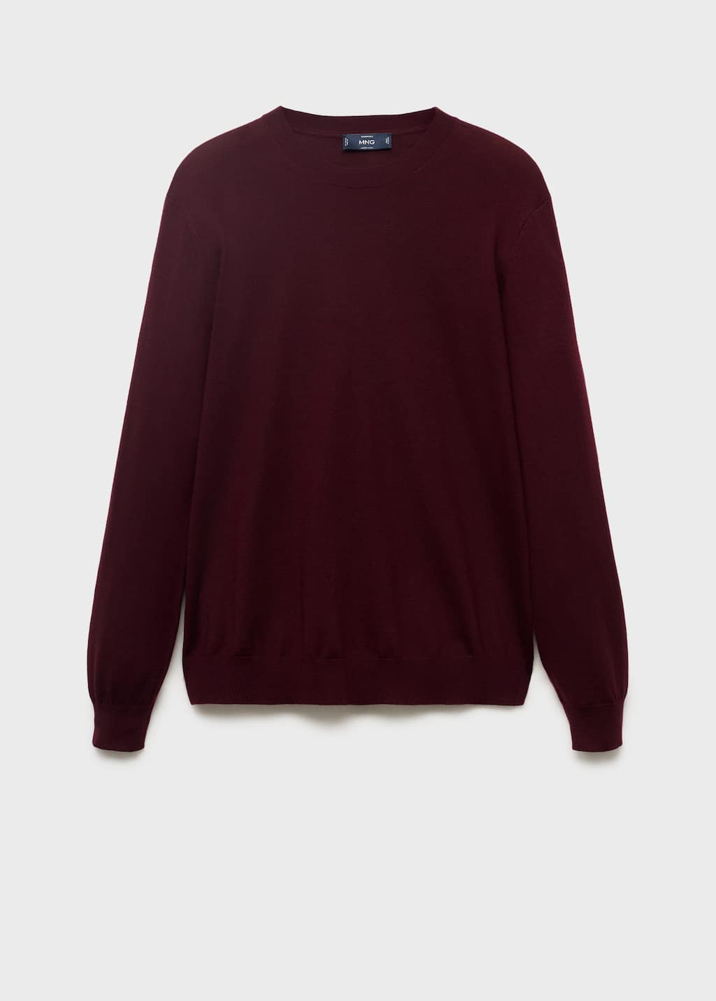Mango Man 100% Wool Round-neck Sweater Wine In Burgundy