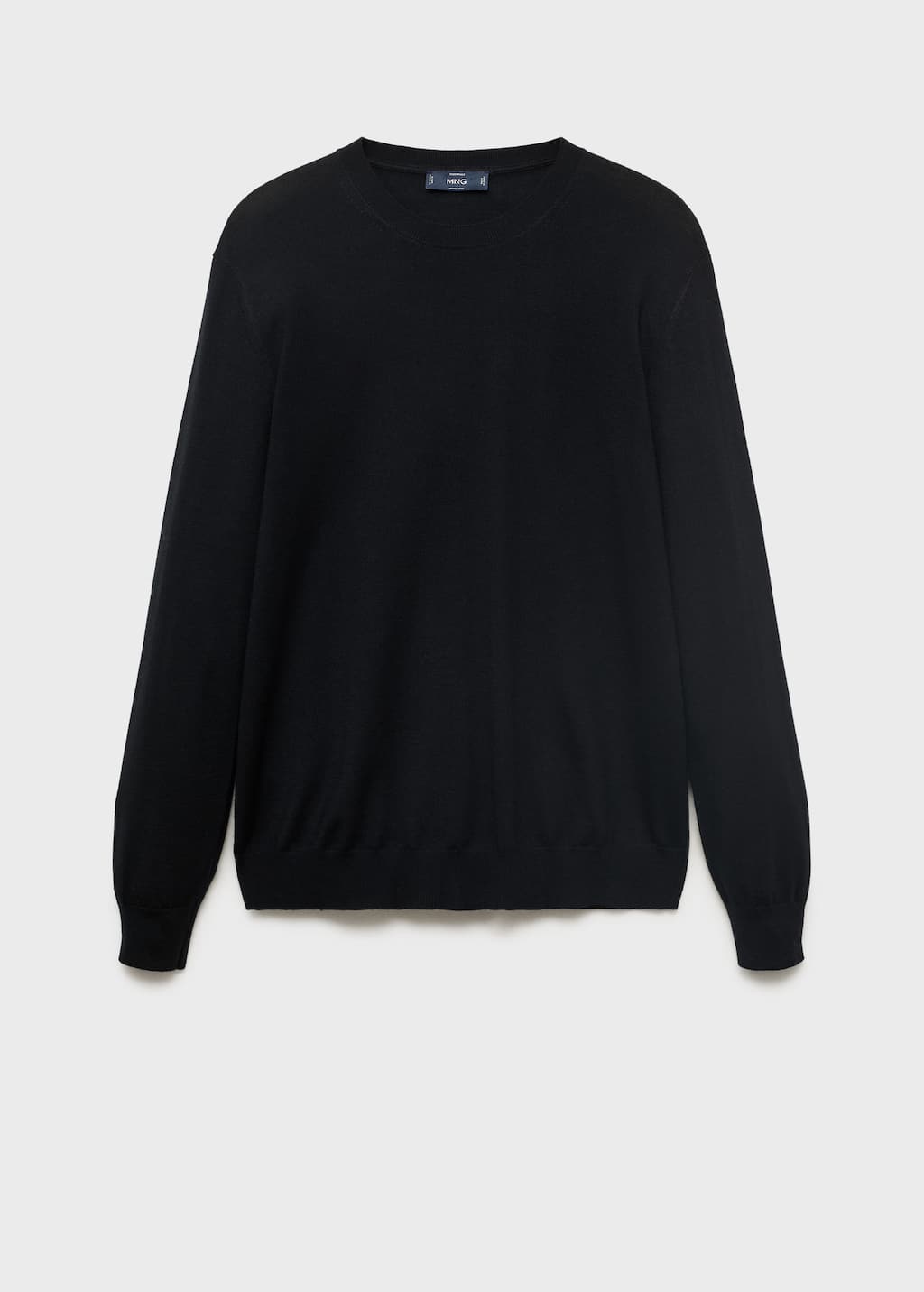 Mango Man 100% Wool Round-neck Sweater Black