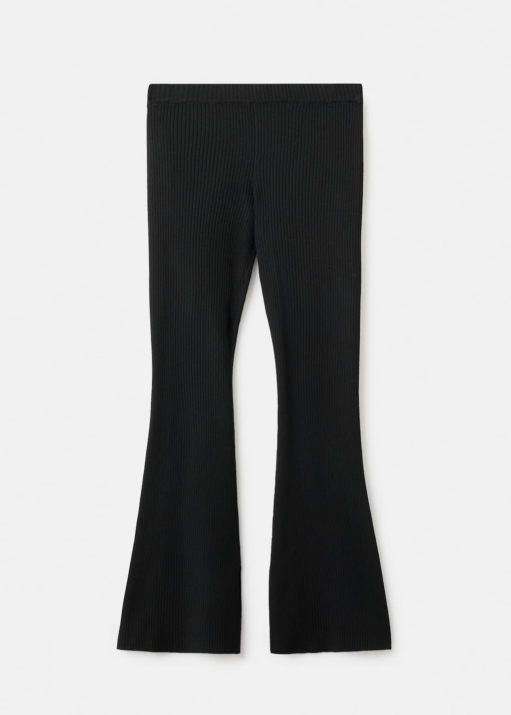 Mango Teen Ribbed Flare Trousers Black In Black