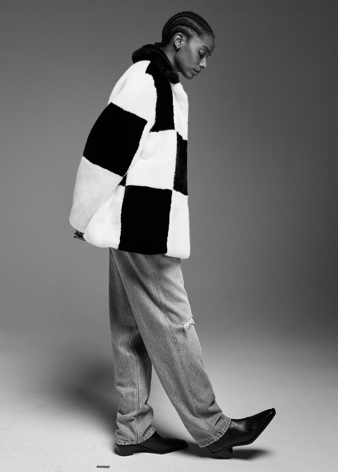 Checked Faux Fur Coat Women Mango United Kingdom checked-faux-fur-coat-women-mango-united-kingdom