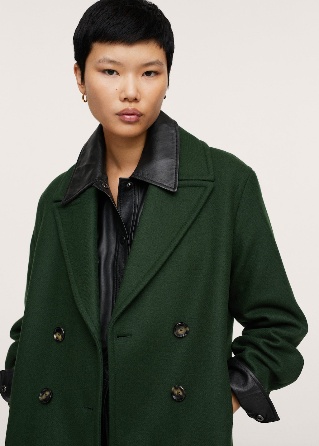 green double breasted coat