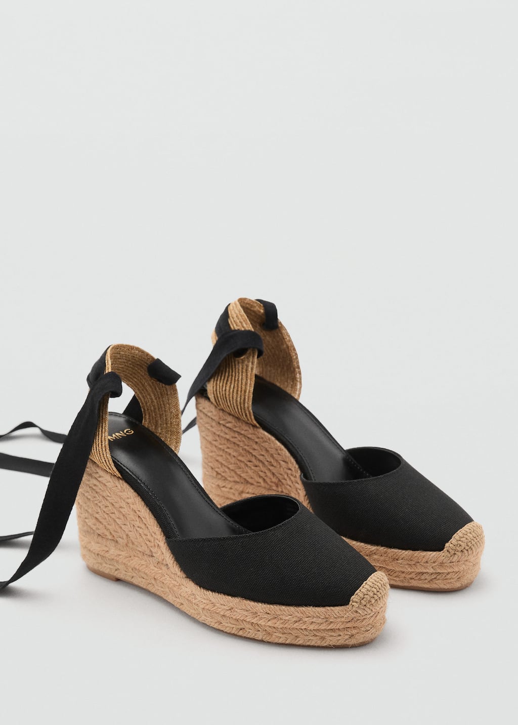 Mango Combined Tied Wedges Black