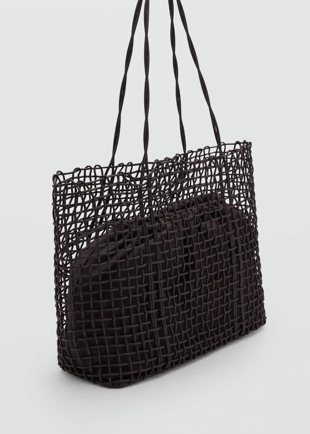 Mango Sac Shopper Tressé Chocolat - Femme - Taille Unique -
