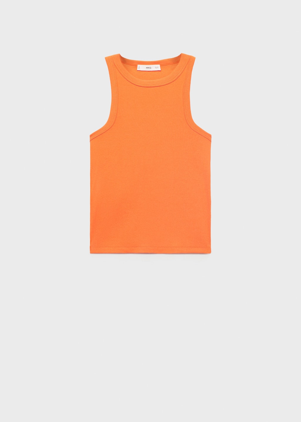 Mango Ribbed Halter Neck Top Pastel Orange